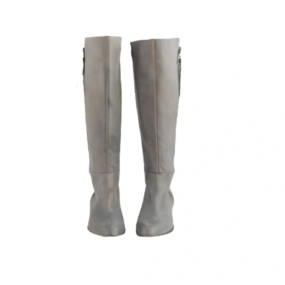 Elliott Lucca Gray Leather Knee-High Boots Size 8.5